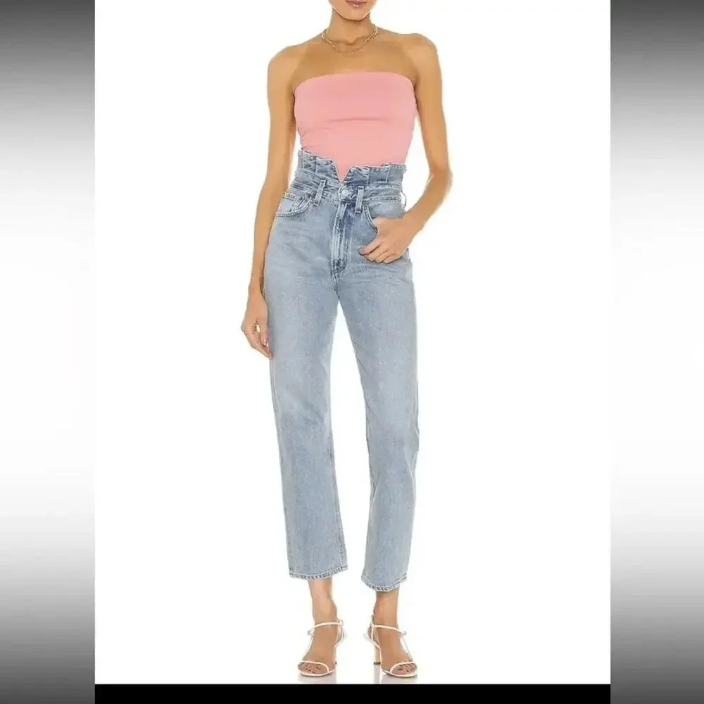 AGOLDE Lettuce Waist Wide Leg Jeans Revival Light Wash Size 30 - Picture 2 of 11